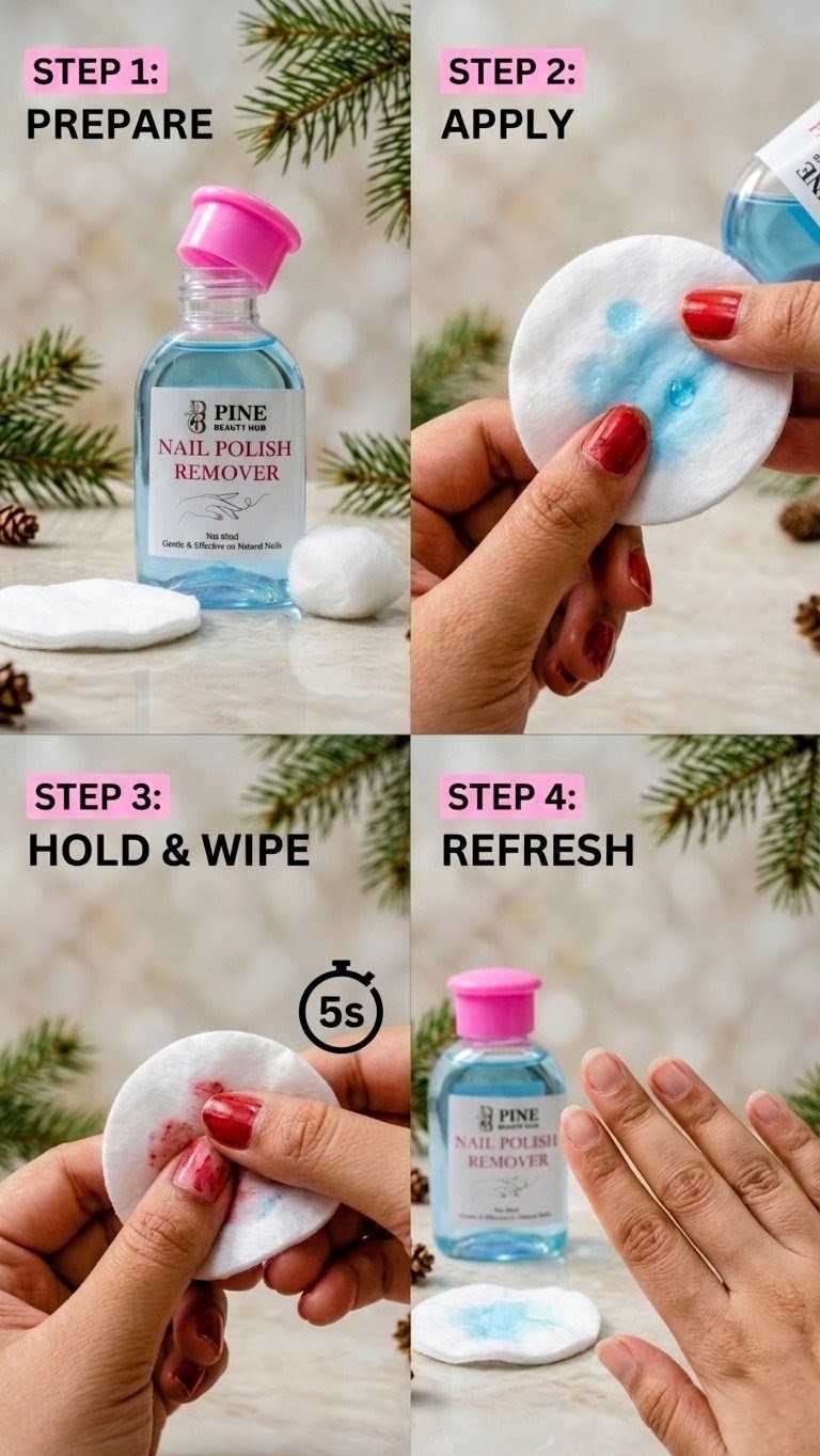 Acetone-Free Nail Polish Remover (60ml) – With Vitamin E & Nail Strengthening Formula