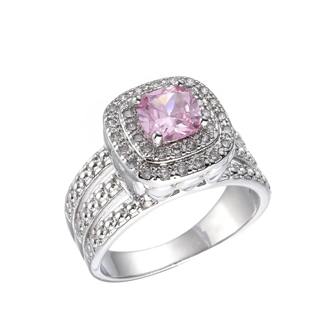 Pink Zircon Ring for Women Premium Geometric Jewelry