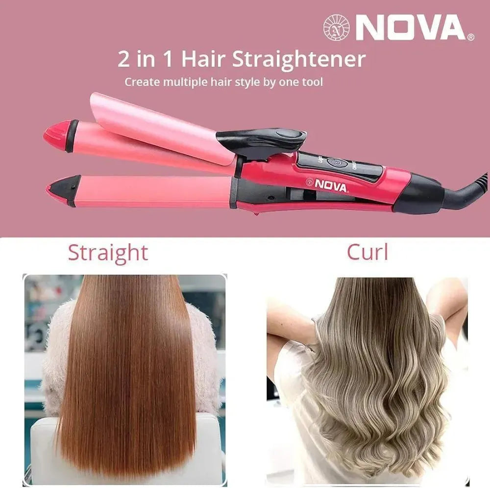 Nova 2 in 1 Hair Straightener & Curler Pink