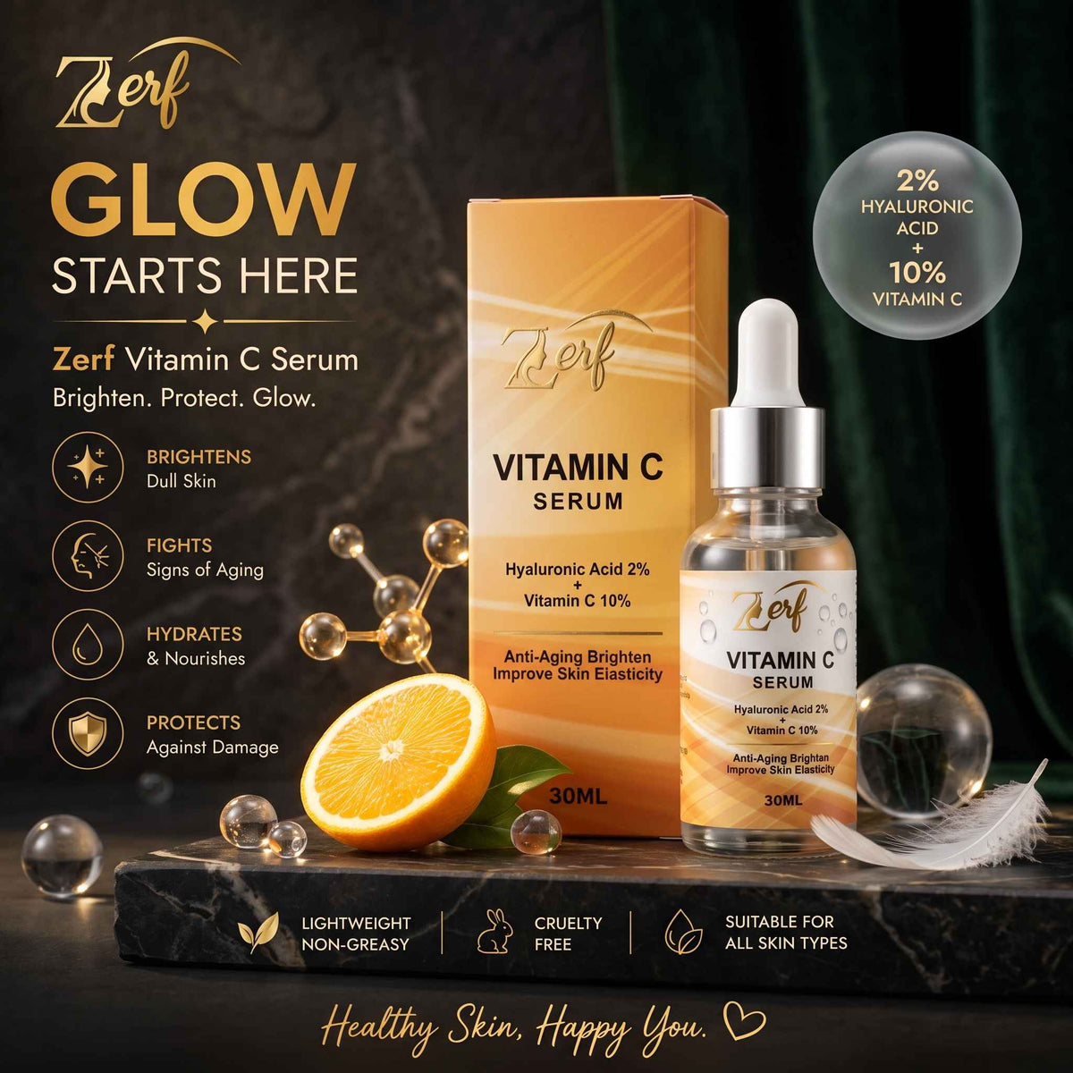 Vitamin C serum | Vitamin C Face Serum – Brightening & Hydrating Skin Care - 30ml