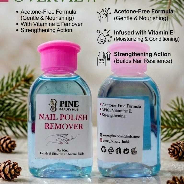 Acetone-Free Nail Polish Remover (60ml) – With Vitamin E & Nail Strengthening Formula