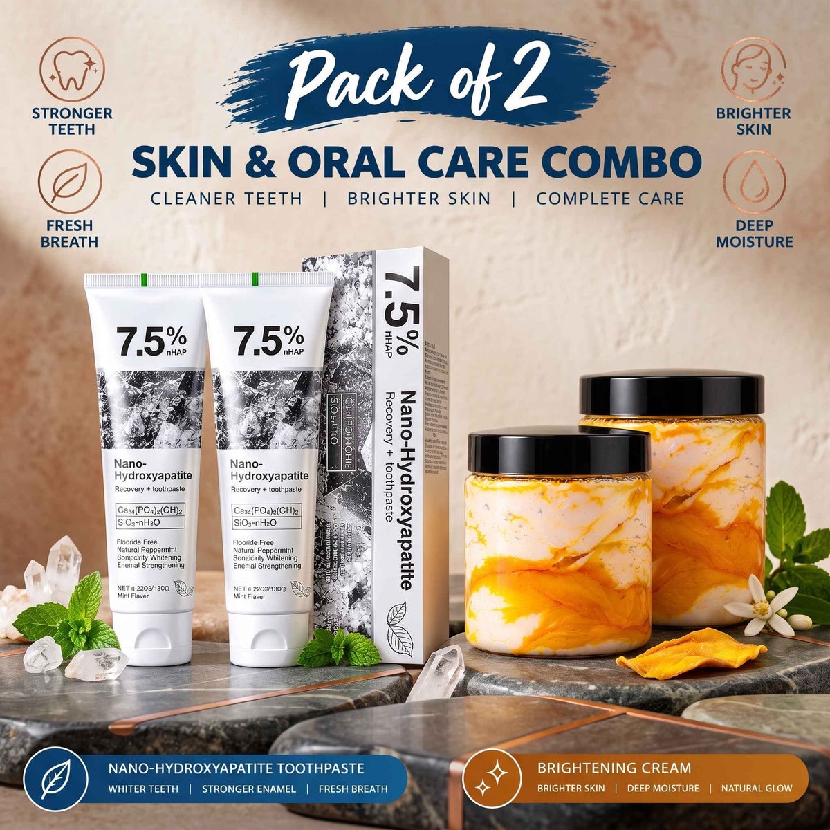 Pack of 2 Nano-Hydroxyapatite Toothpaste + Zafrani Cream Combo