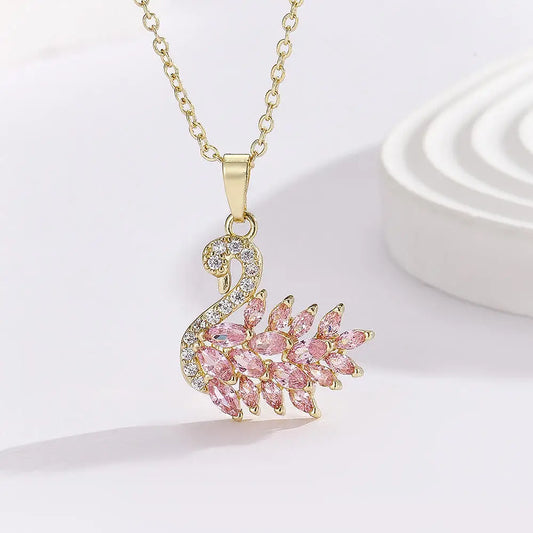 Gold Plated Base Korean Swan Zircon Pendant