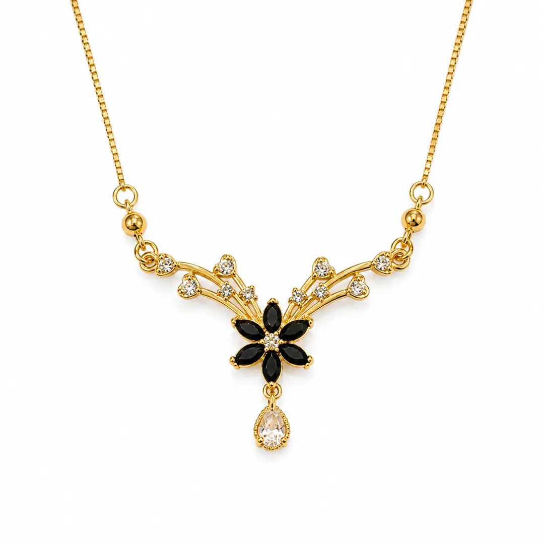 Butterfly Design 1 Carat Gold Plated Crystal Necklace