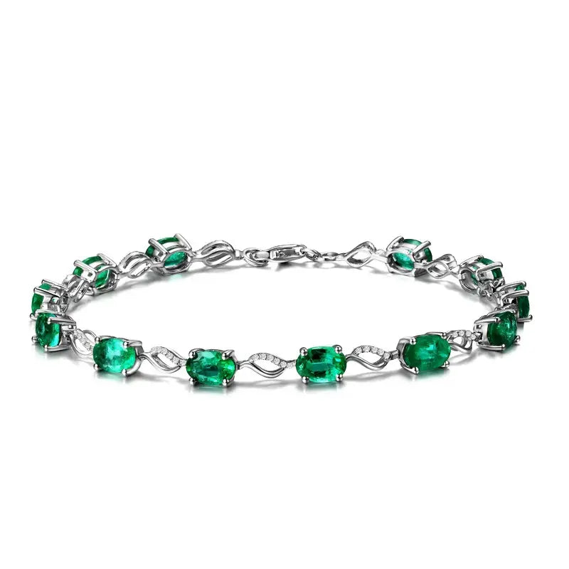 Emerald Bracelet – Silver Plated Green Stones