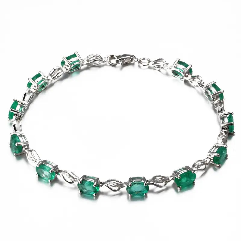Emerald Bracelet – Silver Plated Green Stones