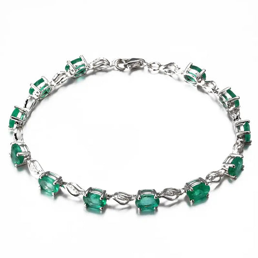 Emerald Bracelet – Silver Plated Green Stones