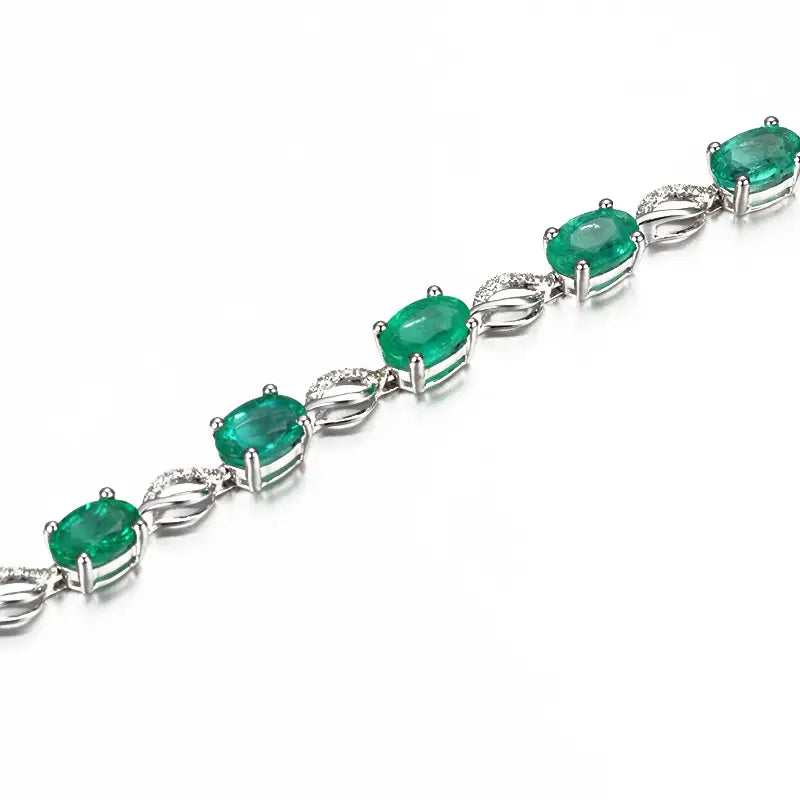 Emerald Bracelet – Silver Plated Green Stones