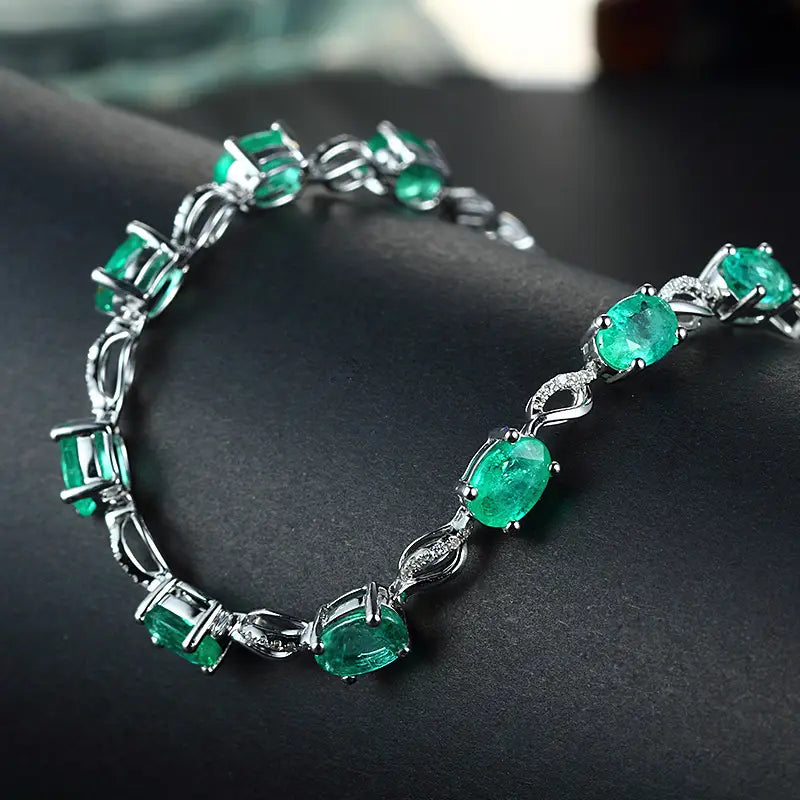 Emerald Bracelet – Silver Plated Green Stones