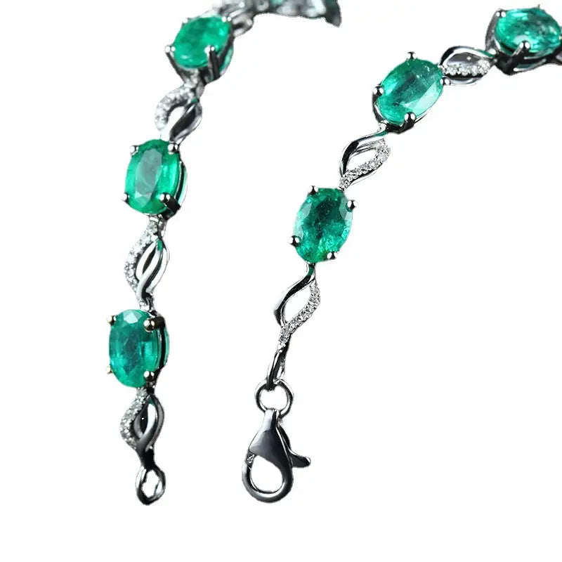 Emerald Bracelet – Silver Plated Green Stones