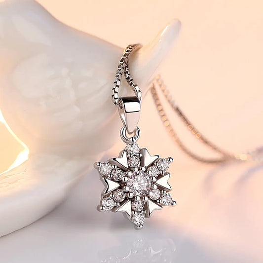 Women’s Silver Plated Snowflake Necklace