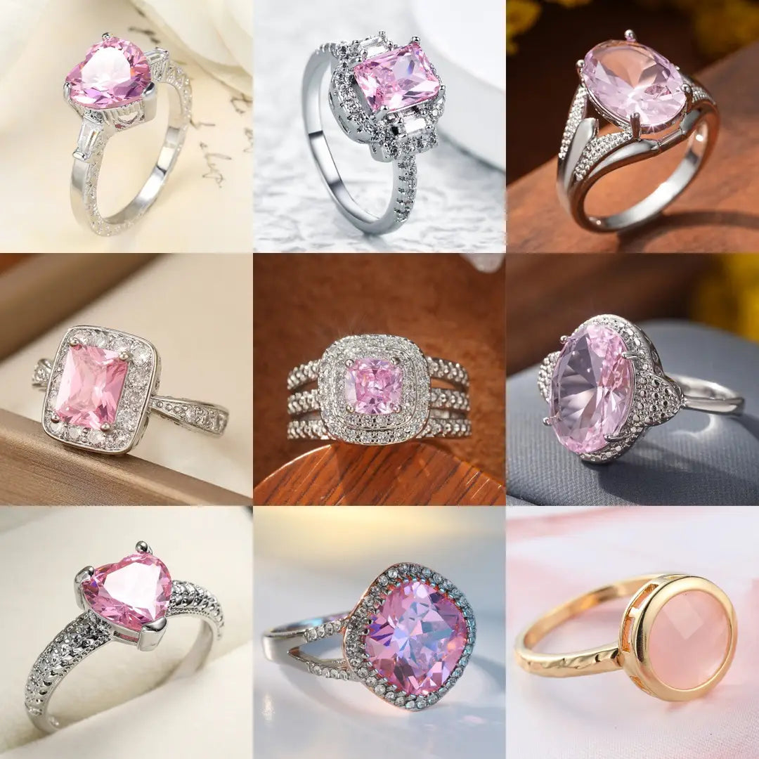 Pink Zircon Ring for Women Premium Geometric Jewelry