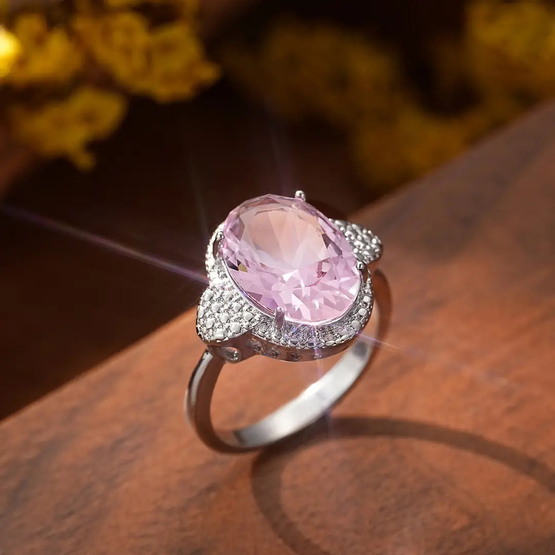 Pink Zircon Ring for Women Premium Geometric Jewelry