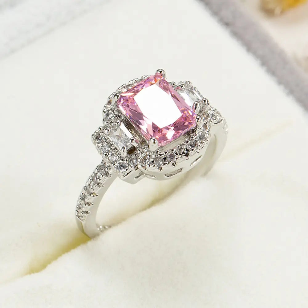 Pink Zircon Ring for Women Premium Geometric Jewelry
