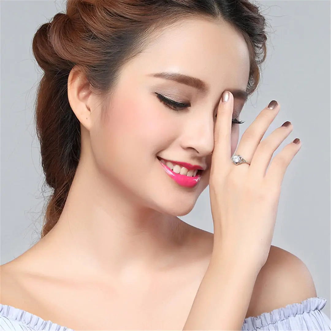 White Diamond Wedding Ring Adjustable White Gold Fashion Jewelry