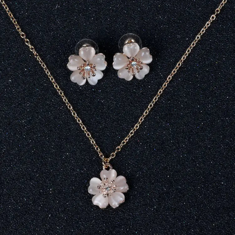 Opal Cherry Blossom Jewelry Set for Pakistani Brides