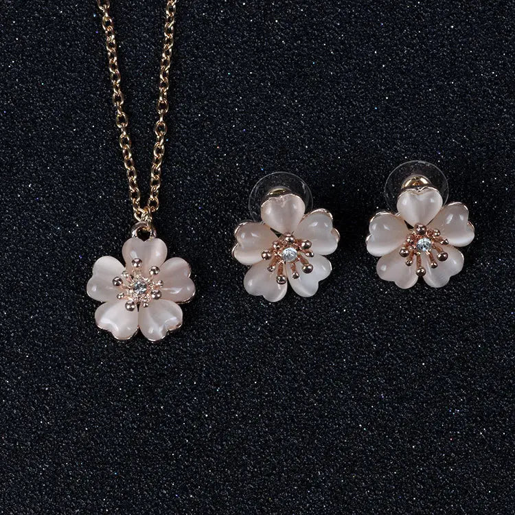 Opal Cherry Blossom Jewelry Set for Pakistani Brides