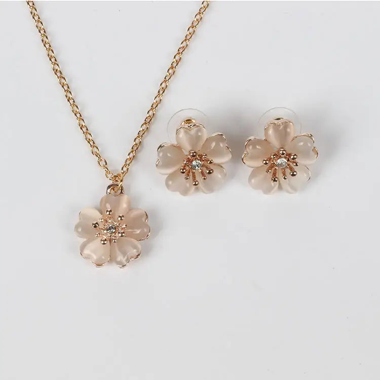 Opal Cherry Blossom Jewelry Set for Pakistani Brides